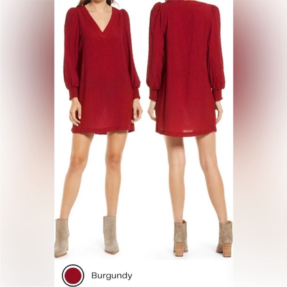 Steve Madden BB Dakota size small burgundy rayon tunic v-neck dress.
